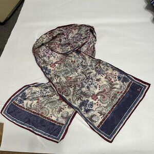 Vintage VERA Scarf Blue Paisley Floral Pink
